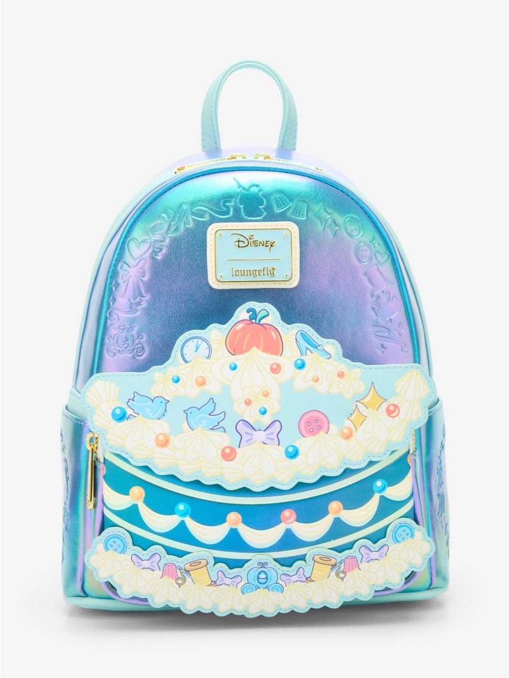 NWT Loungefly Disney Cinderella Iridescent Blue Cake Mini Backpack